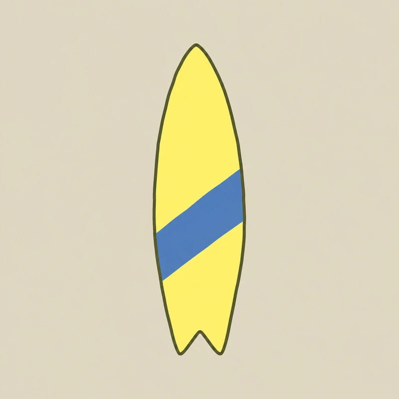 Surfboard series — yellow and blue surfboard illustration
